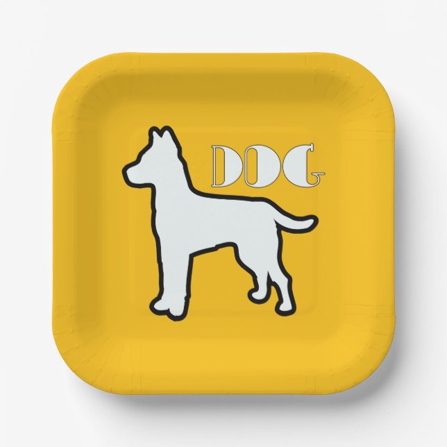 Dog Logo Yellow   Paper Plate (Front)
