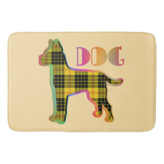 DOG Logo Yellow Plaid  Bath Mat
