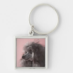 Dog looking away keychain