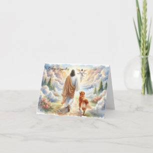  Dog Loss Sympathy-Jesus with Golden Retriever Card