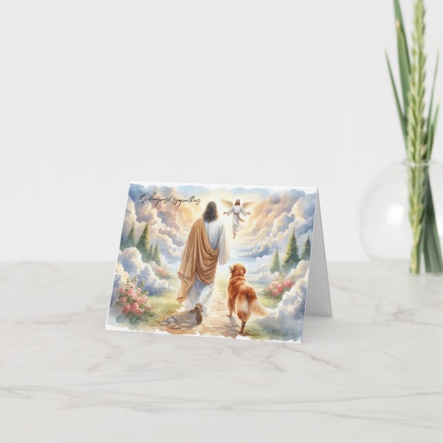  Dog Loss Sympathy-Jesus with Golden Retriever Card (Front)