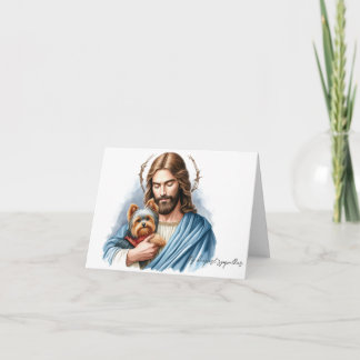 Dog Loss Sympathy-Jesus with Yorkie Card