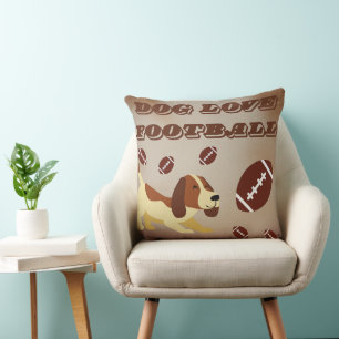 Dog love football throw pillow