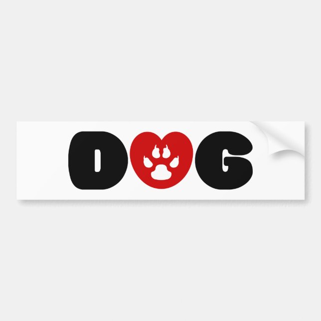 Dog Love Heart Bumper Sticker (Front)