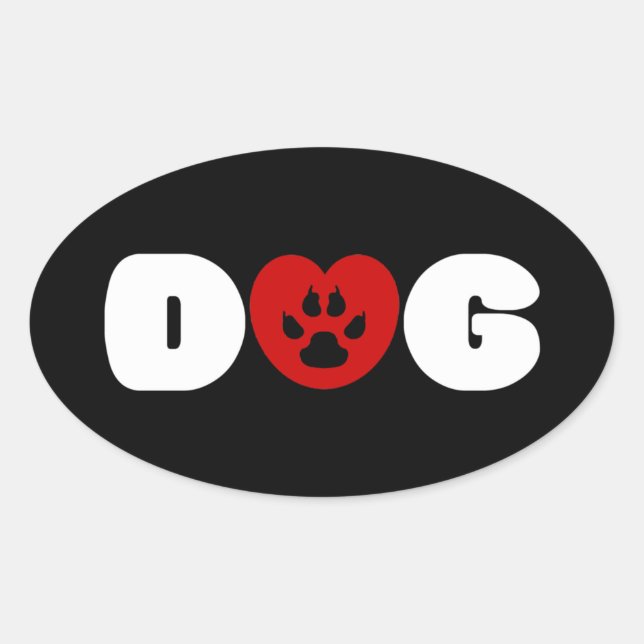Dog Love Heart Oval Sticker (Front)