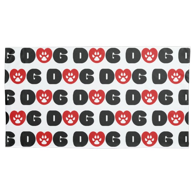 Dog Love Heart Pillowcase (Front-Left)