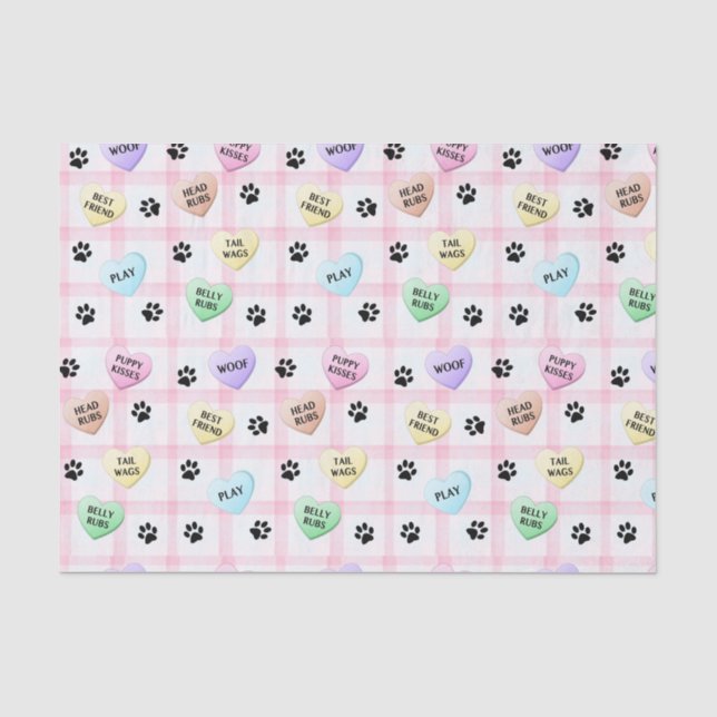 Dog Love Hearts Paw Prints Tissue Papers Tissue Paper (Front)