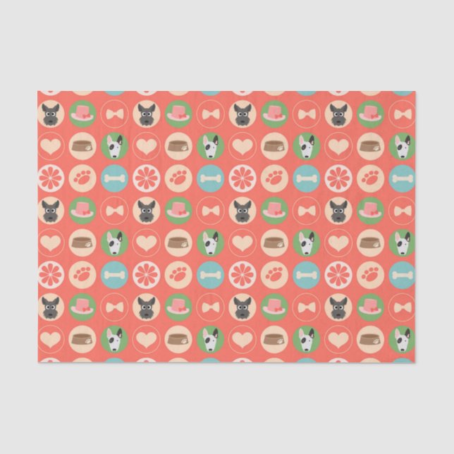 Dog Love on Coral Tissue Paper (Front)