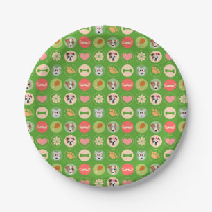 Dog Love on Green Paper Plate