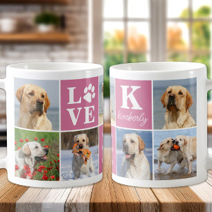 Dog LOVE Personalized 7 Photo Collage Paw Print Coffee Mug