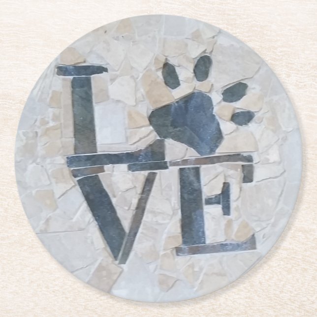 Dog Love Round Paper Coaster (Front)