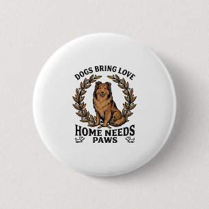 Dog Love Shirt Vintage Engraving Laurel Design (2) 2 Inch Round Button