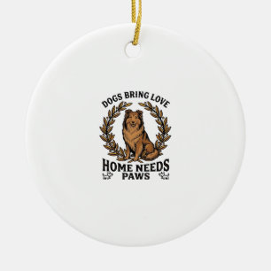 Dog Love Shirt Vintage Engraving Laurel Design (2) Ceramic Ornament