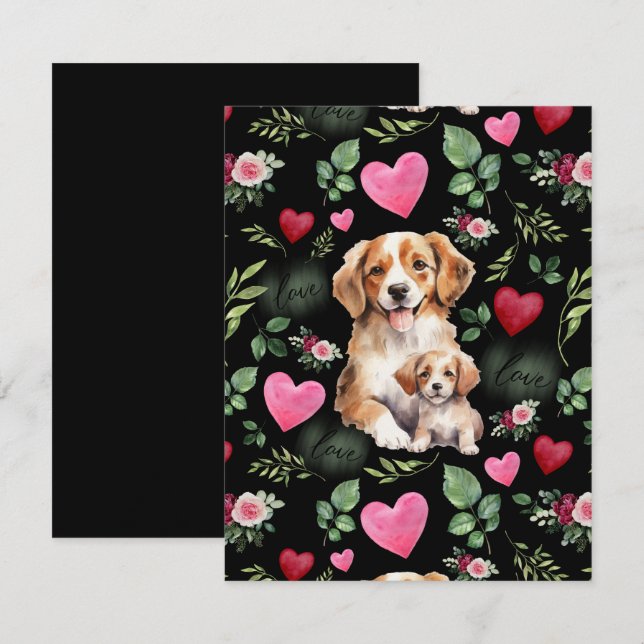 Dog Love Valentine’s Day Card in Black (Front/Back)