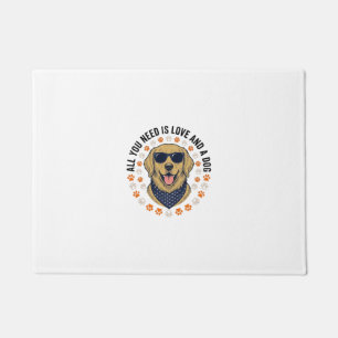 Dog Love Vintage Retriever Paw Print Shirt Design Doormat