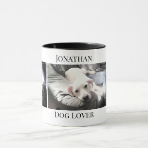 Dog Lover 3 Photo Cute Puppy Custom Name Mug
