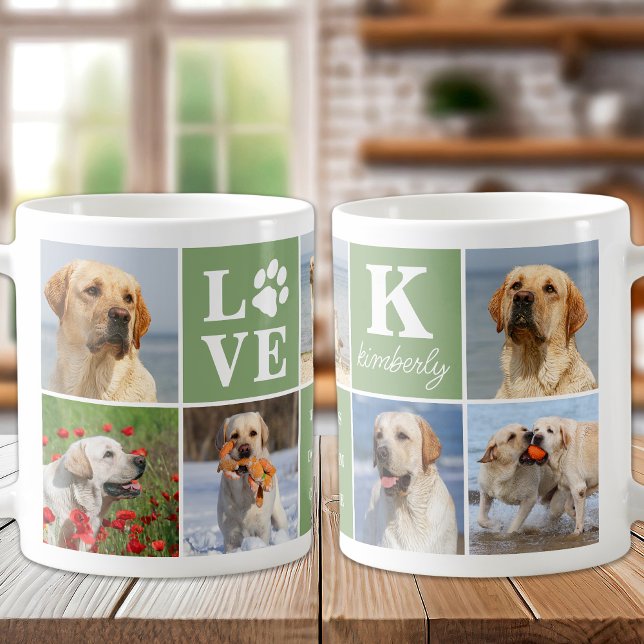 Dog Lover 7 Photo Collage Personalized Monogram  Coffee Mug (Creator Uploaded)