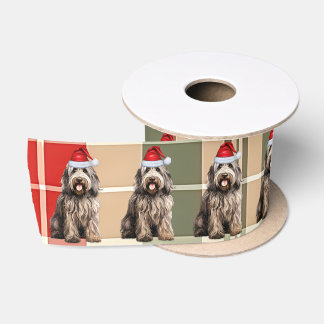 Dog Lover Bergamasco Red Green Plaid Christmas Satin Ribbon