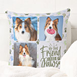 Dog Lover Best Friend 3 Photo Cute Paw Prints Throw Pillow<br><div class="desc">Best Friend Has Paws! Celebrate your best friend with a custom unique dog photo collage pillow and keepsake. Surprise your favorite dog lover, whether is a birthday, Mother's day, valentines day, or Christmas with this cute love photo dog pillow. This True Love with paw print design dog photo pillow is...</div>
