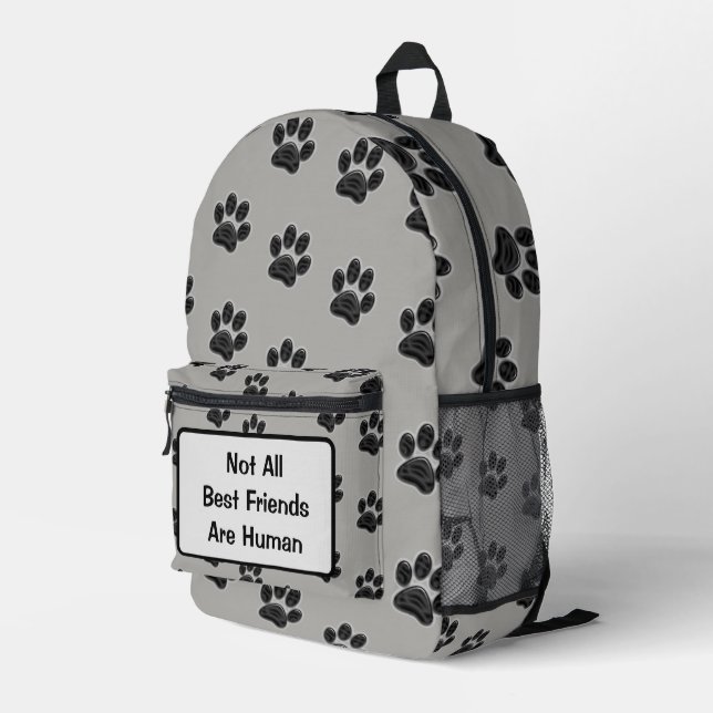 Dog Lover Best Friends Puppy Paw Print Printed Backpack (Back Corner Right)