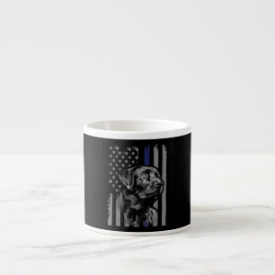 Dog Lover   Black Labrador American Flag Thin Line Espresso Cup