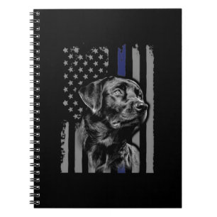 Dog Lover   Black Labrador American Flag Thin Line Notebook