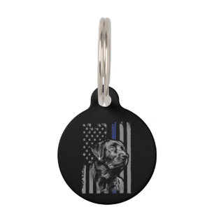 Dog Lover Black Labrador American Flag Thin Line Pet Tag