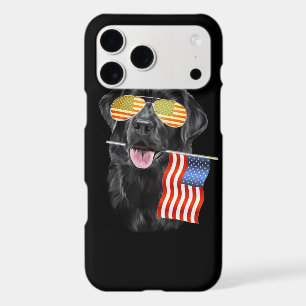 Dog Lover Black Labrador USA American Flag