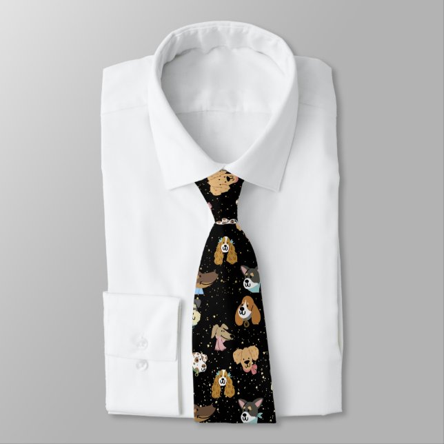 DOG LOVER BLACK NECK TIE (Tied)