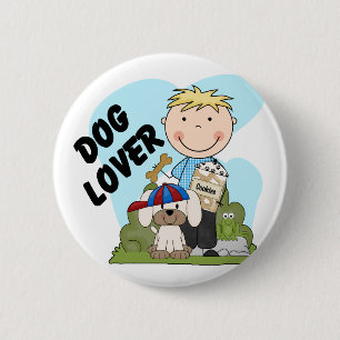 Dog Lover Blonde Boy T shirts and Gifts 2 Inch Round Button