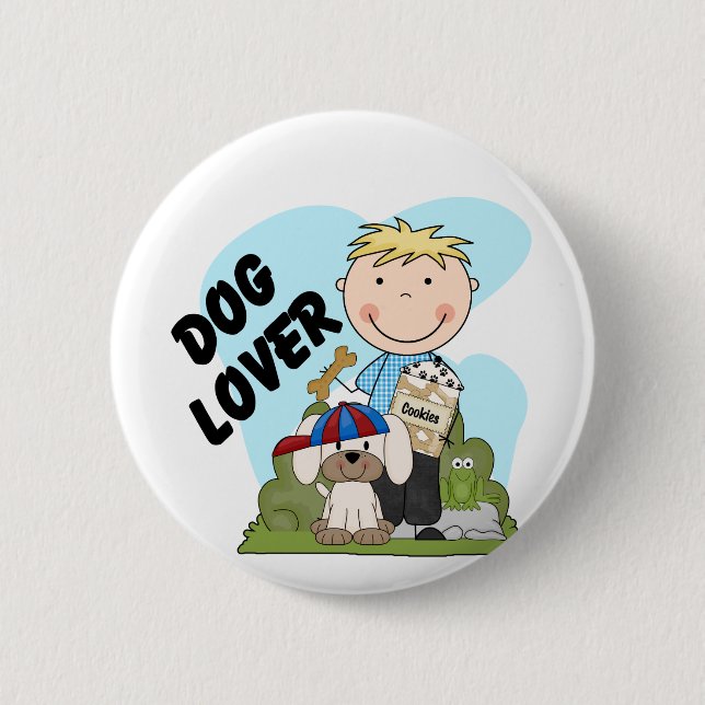Dog Lover Blonde Boy T shirts and Gifts 2 Inch Round Button (Front)