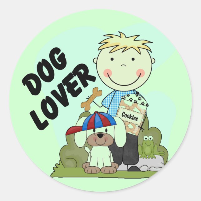 Dog Lover Blonde Boy T shirts and Gifts Classic Round Sticker (Front)