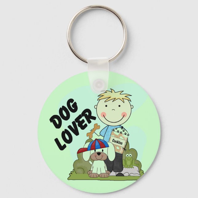 Dog Lover Blonde Boy T shirts and Gifts Keychain (Front)