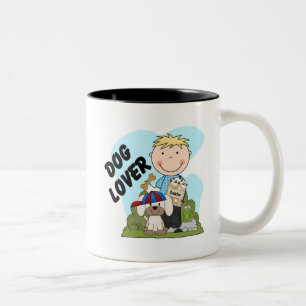 Dog Lover Blonde Boy T shirts and Gifts Two-Tone Coffee Mug
