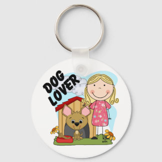 Dog Lover Blonde Girl T-shirts and Gifts Keychain