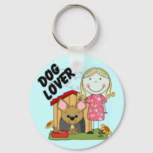 Dog Lover Blonde Girl T-shirts and Gifts Keychain