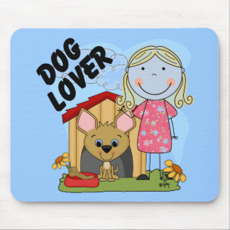 Dog Lover Blonde Girl T-shirts and Gifts Mouse Pad