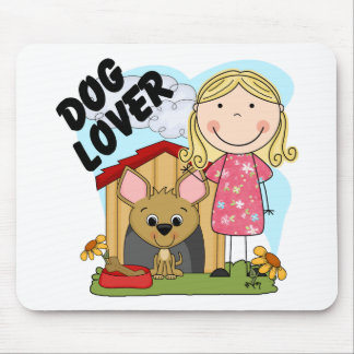 Dog Lover Blonde Girl T-shirts and Gifts Mouse Pad