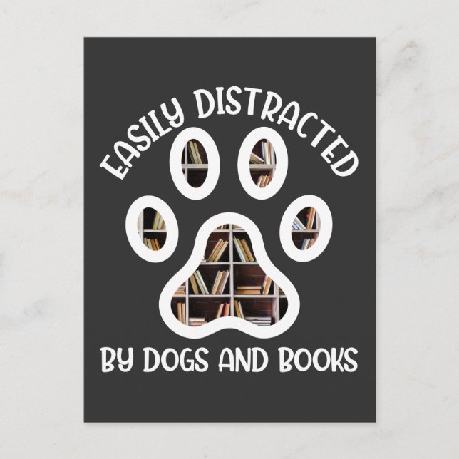 Dog Lover Book Reader Bookworm Animal Paw Postcard (Front)