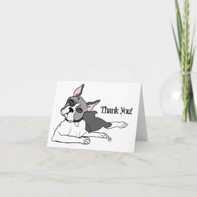 Dog lover Boston Terrier Thank You Card (Front)