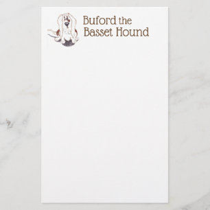 dog lover Buford the basset hound stationery