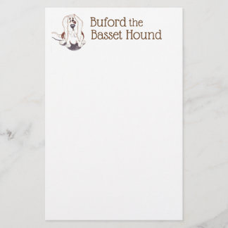 dog lover Buford the basset hound stationery