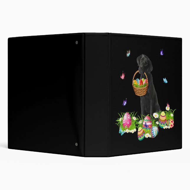 Dog Lover | Bunny Black Labrador Dog & Easter Eggs Binder (Background)