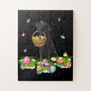 Dog Lover Bunny Black Labrador Dog & Easter Eggs Jigsaw Puzzle