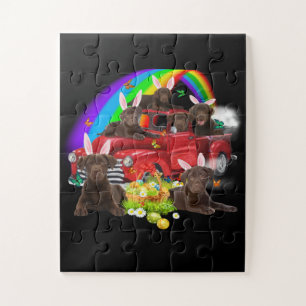 Dog Lover Bunny Chocolate Labrador Easter Day Jigsaw Puzzle