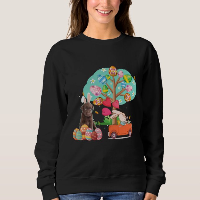 Dog Lover | Bunny Chocolate Labrador Easter Day Sweatshirt (Front)