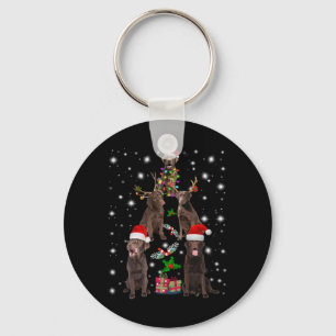 Dog Lover Chocolate Labrador Christmas Tree Keychain