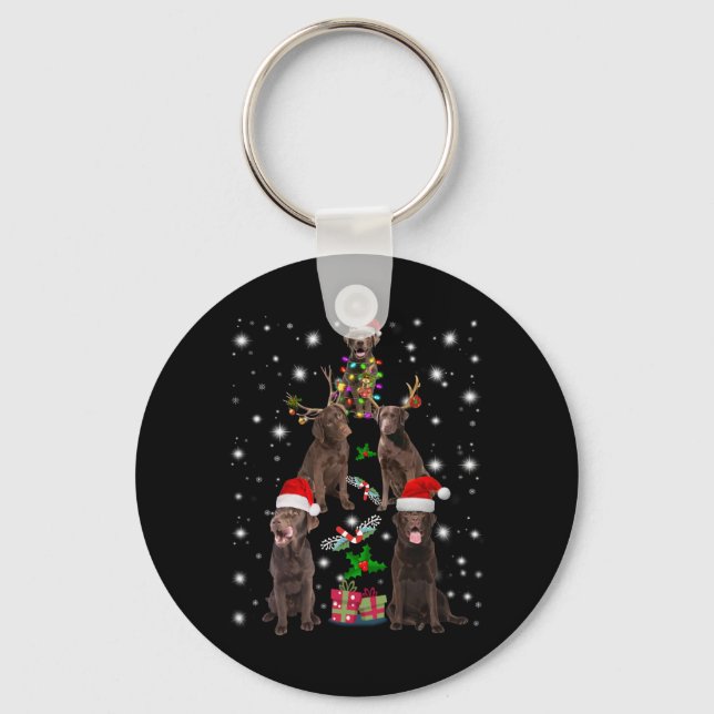 Dog Lover | Chocolate Labrador Christmas Tree Keychain (Front)