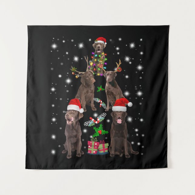 Dog Lover | Chocolate Labrador Christmas Tree Tapestry (Front)