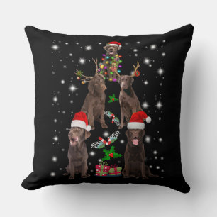Dog Lover   Chocolate Labrador Christmas Tree Throw Pillow